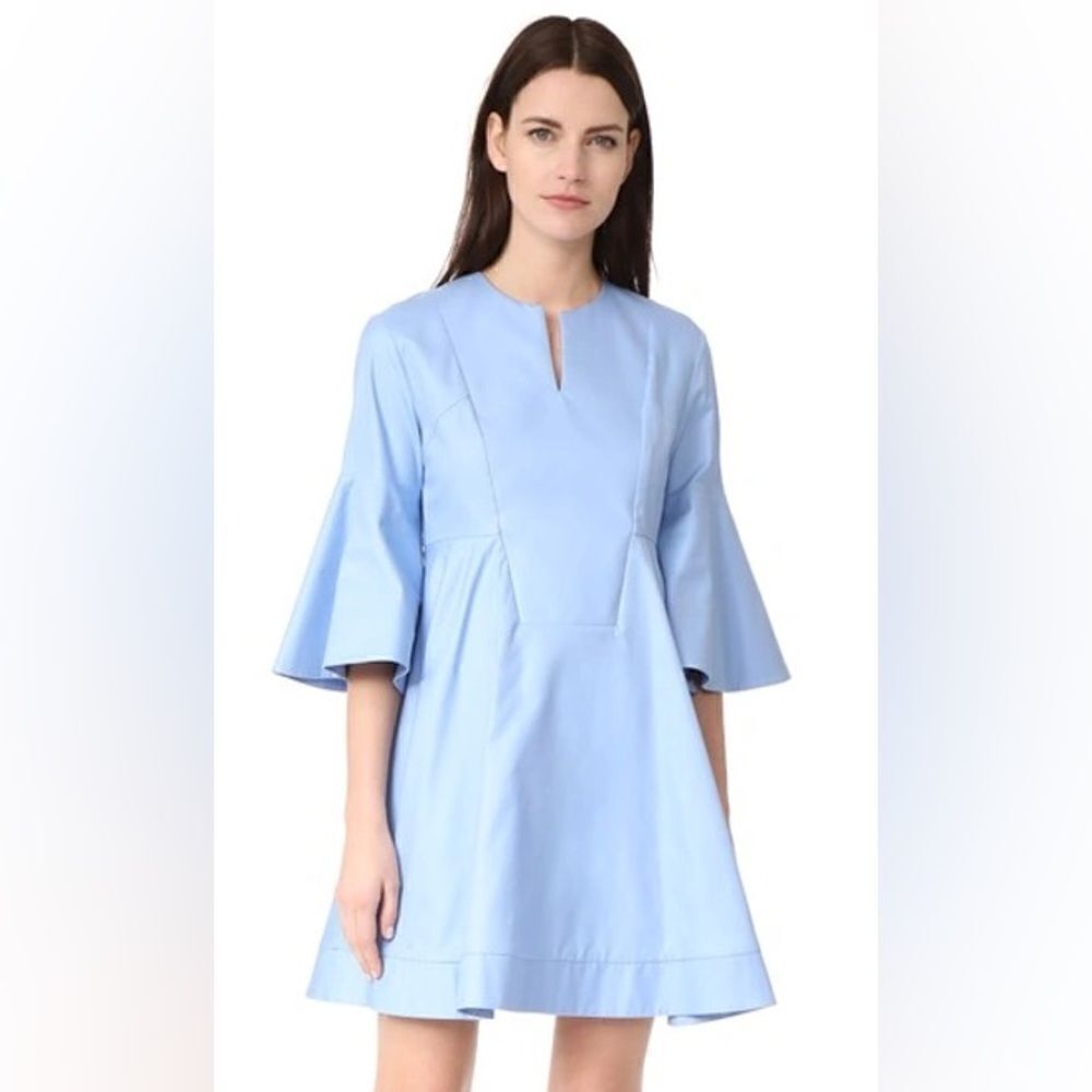 NWOT Auth Carven Sky Blue Bell Sleeve Mini Dress EU 42/US 6